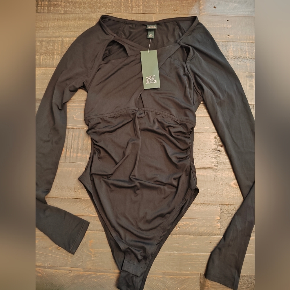 Wild Fable Black Long Sleeve Bodysuit